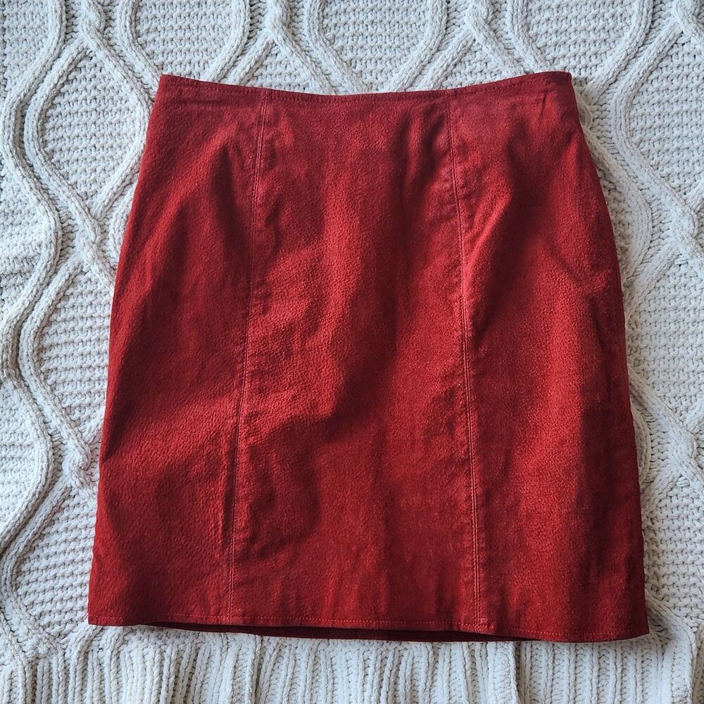 Vintage Passports Red 100% Leather Skirt Size M